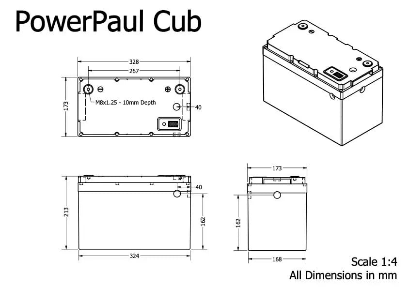PowerPaul® Cub Lite 12.8v 175Ah Lithium Battery