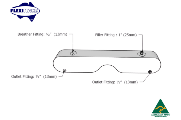 Ford Ranger / Ford Everest - Drinking Water Bladder Tank - 125L - Dimensions