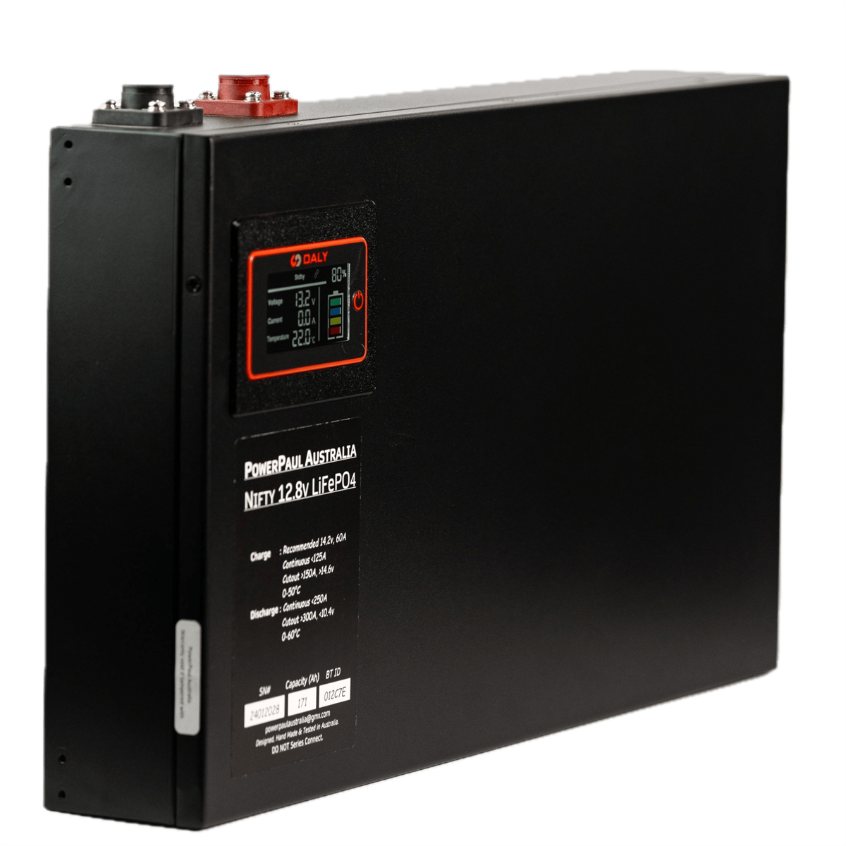 PowerPaul Nifty Lithium Slim Line Battery 12.8v 160Ah Front