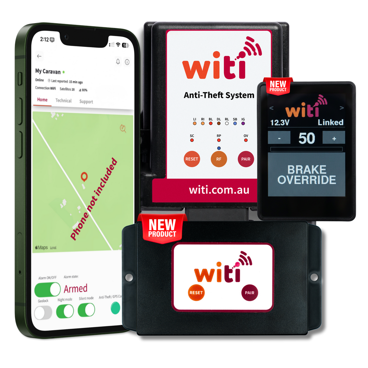 WiTi Towing, Security & GPS Bundle: Anti-Theft System, SafeTow Wireless Brake Controller and SafeTrack GPS