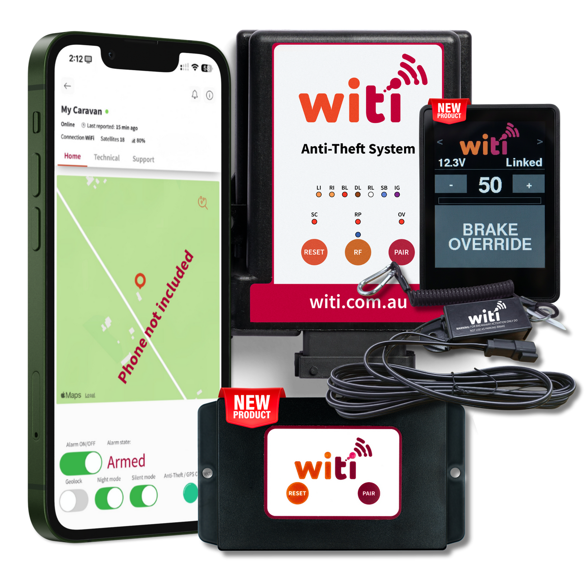 WiTi Anti-Theft, Breakaway Switch, SafeTow Brake Controller and SafeTrack GPS: the complete WiTi platform