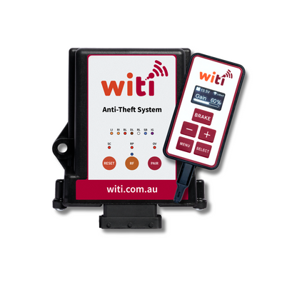 Witi anti-theft system with WiTi brake controller on a white background
