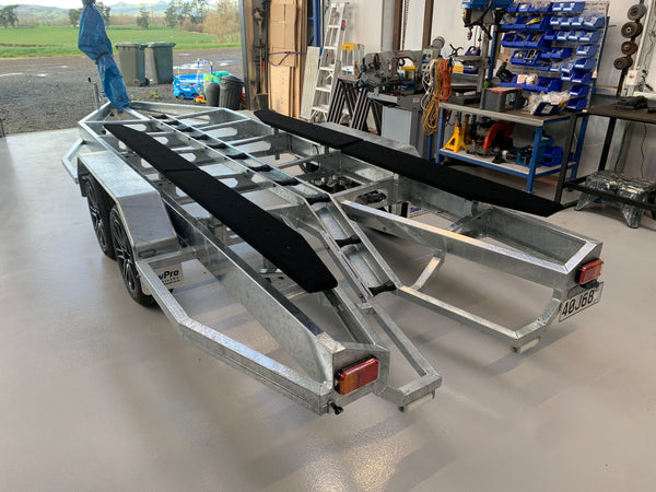 Custom boat trailer in the TowPro workshop