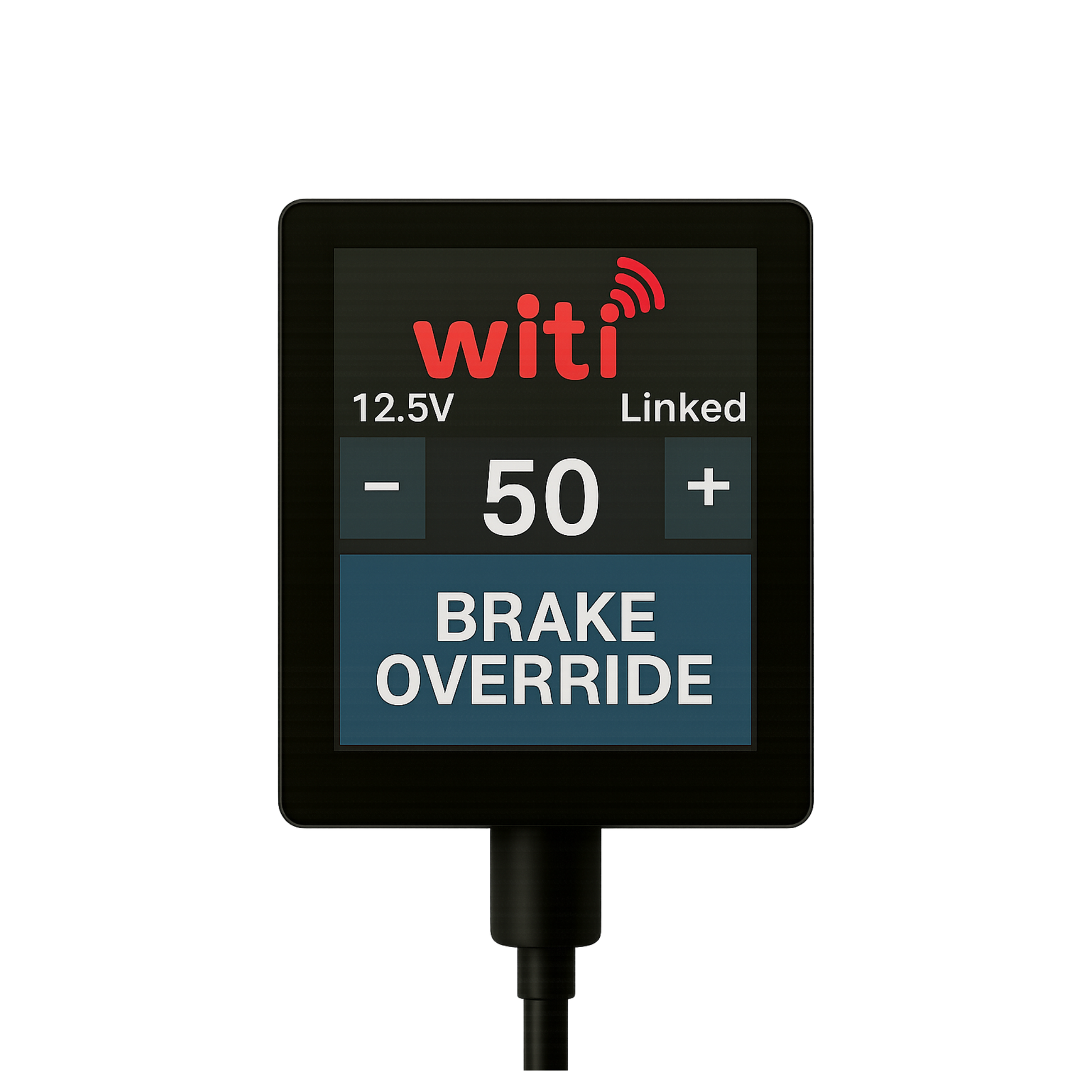 Witi brake controller override device with digital display on a white background