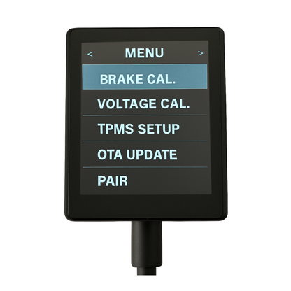WiTi Brake Controller digital display with menu options on a white background